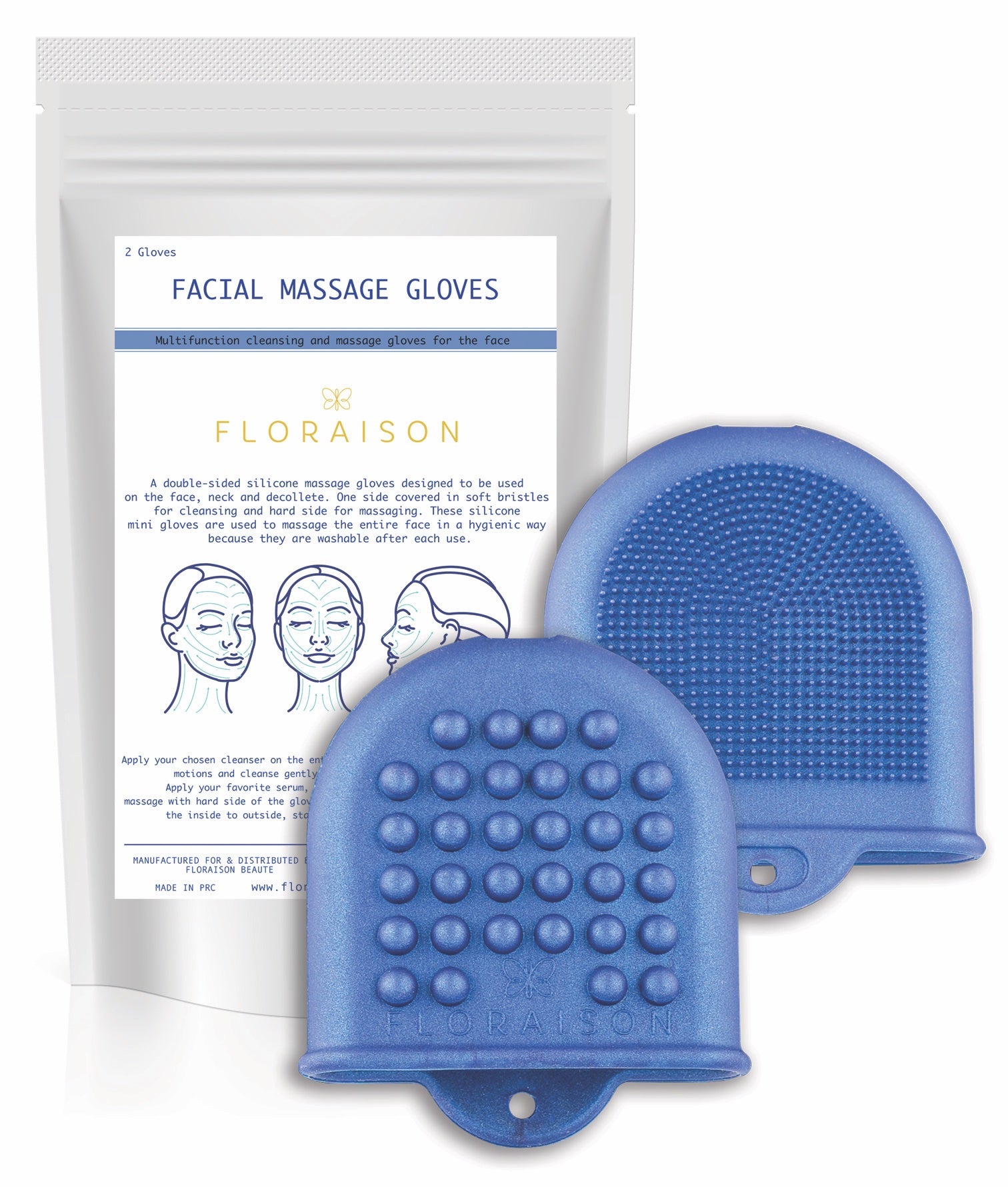 Facial Massage Gloves / Brushes - Metallic Blue Edition